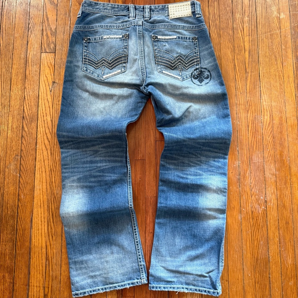 Y2K Affliction Black Premium Cooper Cut Vintage Denim Jeans - Picture 2 of 16
